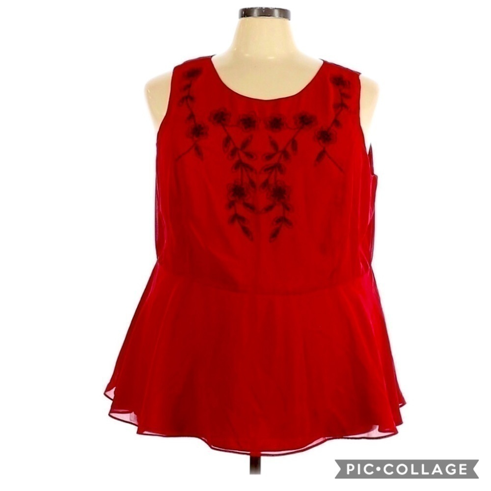 ModCloth Floral Embroidered Peplum Ruffle Hem Top